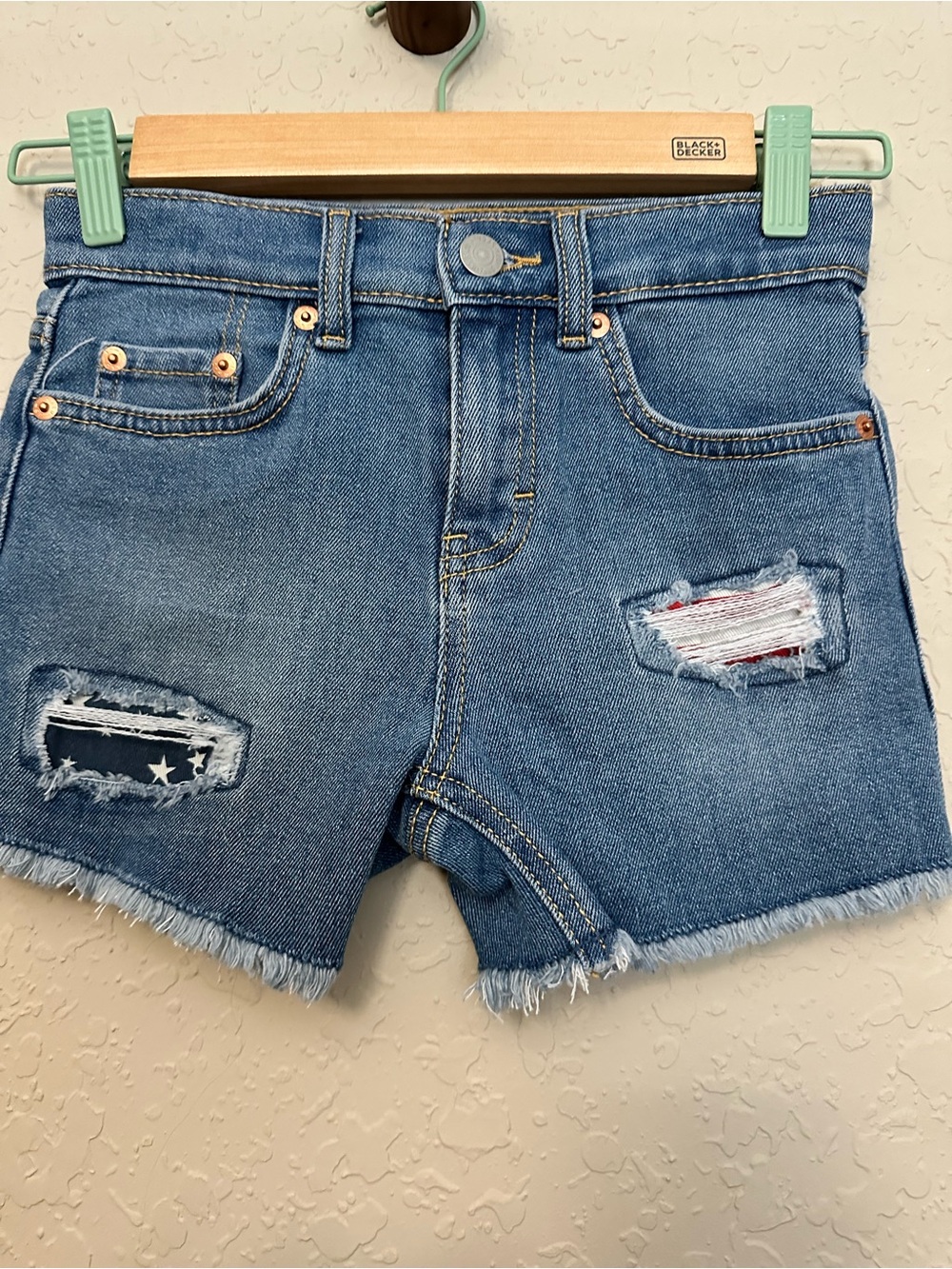 Levi's Blue Denim Shorts with Star & Stripe Patch